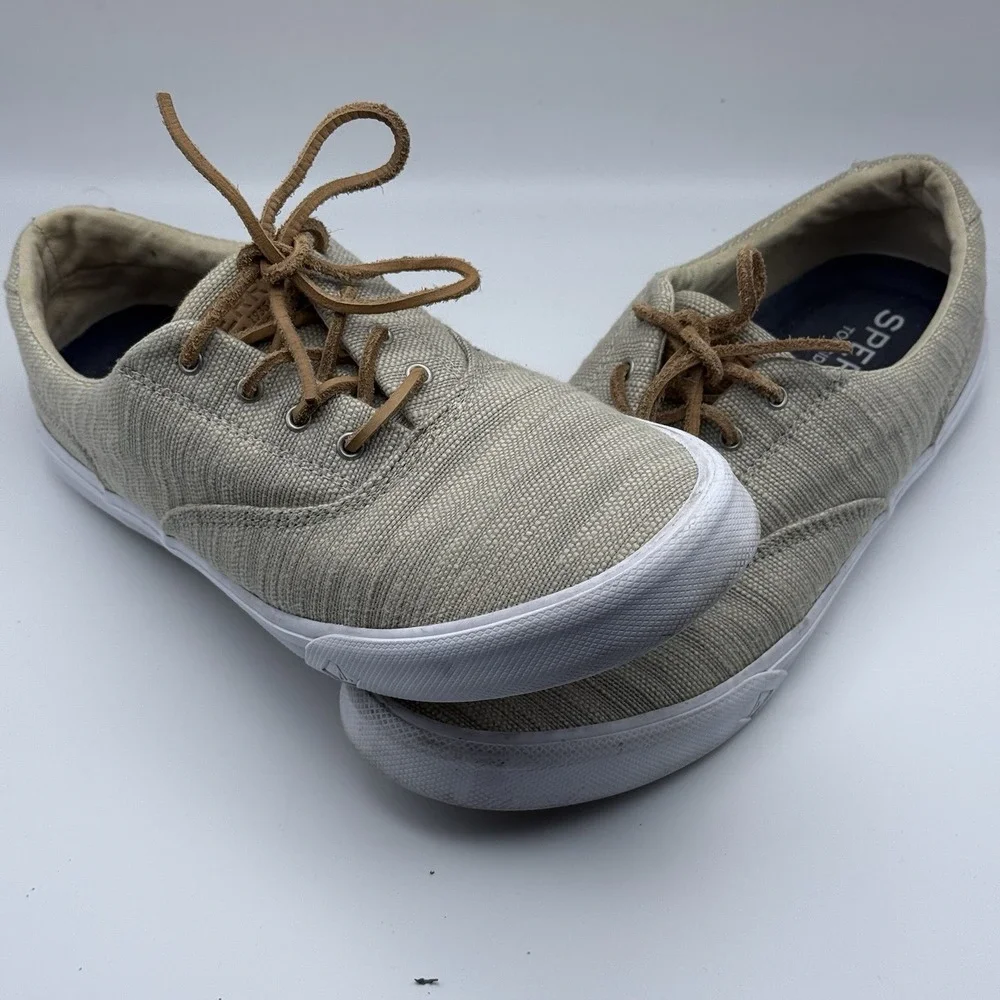 Sperry Top-Sider Tan Woven‎ Canvas Sneakers Mens Size 9 Casual Boat Shoes